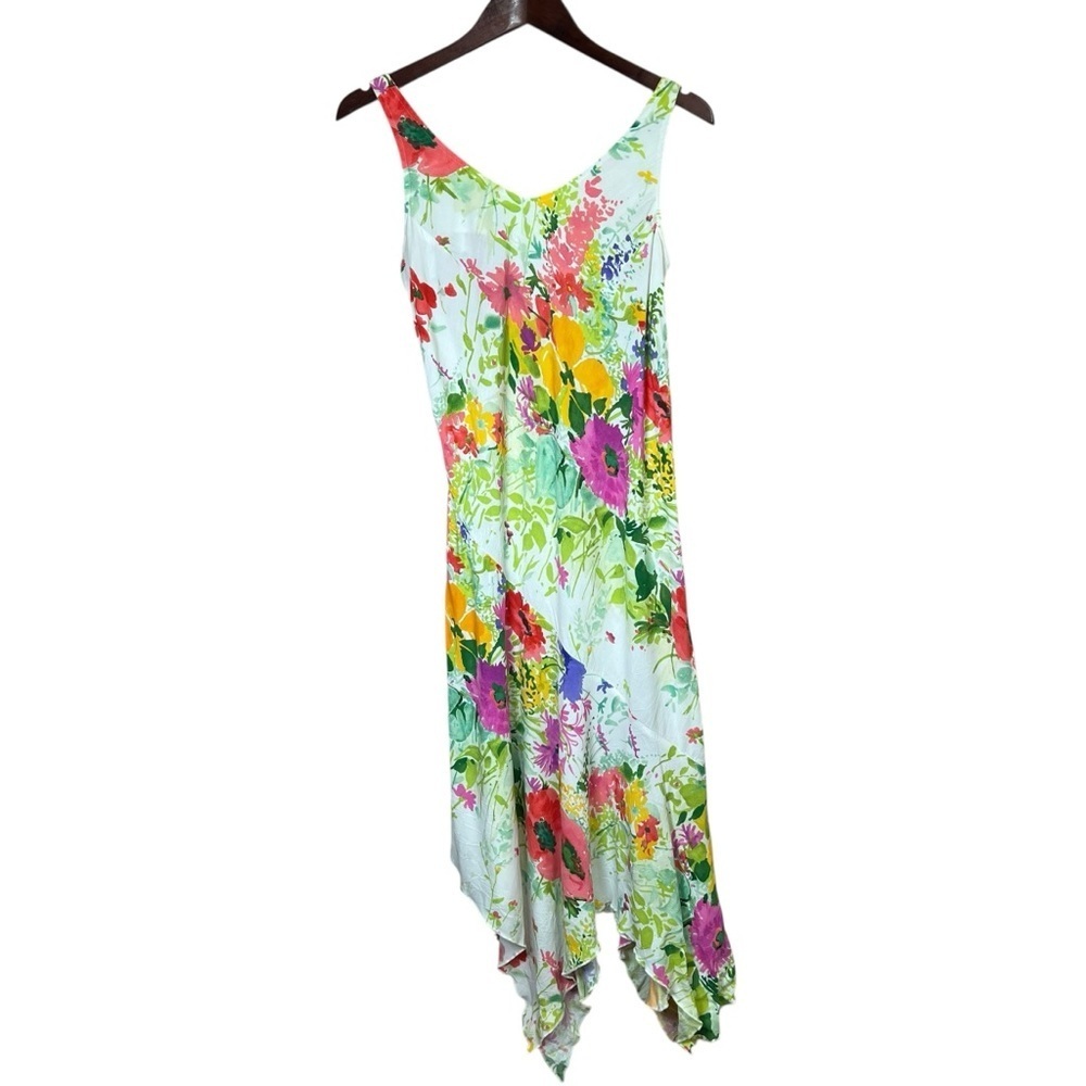 JAMS WORLD Cottage Bouquet Floral Asymmetrical Resort Midi Dress Sz XS Hawaii - Picture 10 of 14